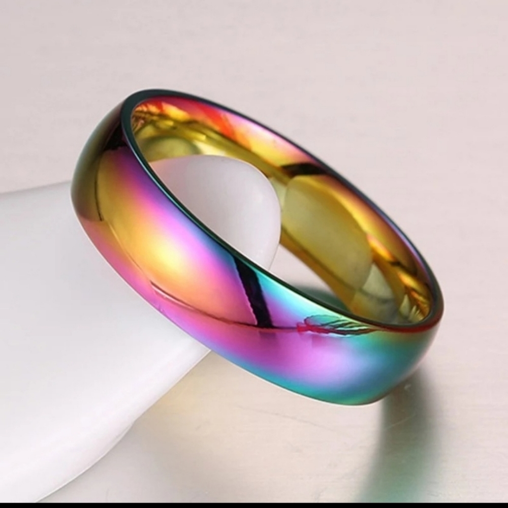 Rainbow Iridescent Band Ring